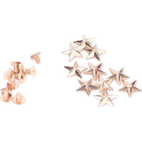 10 rivets métalliques étoile pointe clous vis pour cuir sacs chaussures DIY décoration (14mm or) (1/5)
