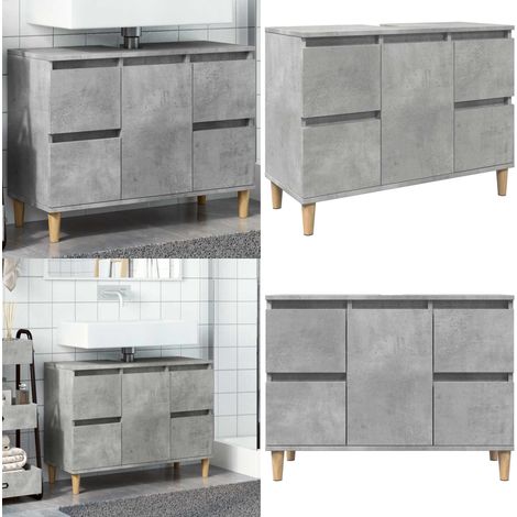 vidaXL Waschbeckenunterschrank Betongrau 80x33x60 cm Holzwerkstoff (1/5)
