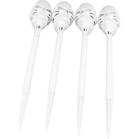 Lot de 4 lampes solaires en forme de crâne avec flamme vacillante, étanches IP65, pour la décoration extérieure d'Halloween. (1/5)