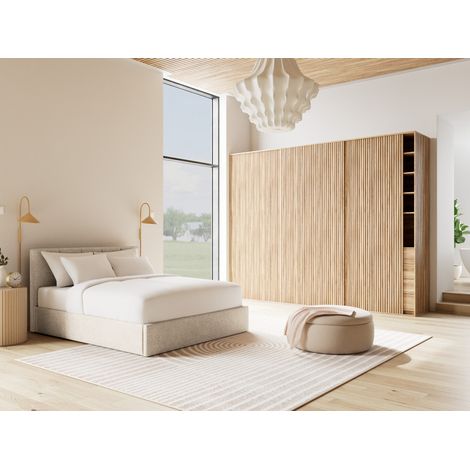 Bestmobilier – Lit coffre 160x200 cm en velours – Sommier inclus – Coffre de rangement – Charge max 250 kg – Montage facile (1/5)