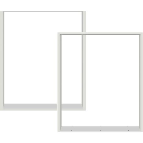 Set de 2 pieds de meuble rectangulaires pour table à manger blanc 60 x 72 cm (1/5)
