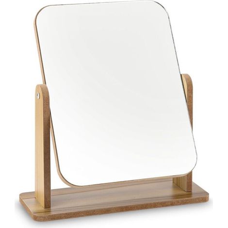 Miroir de Bureau en Bois Petit Miroir sur Pied 25 X 22CM Miroir de Table Rotatif à 360 Degrés Miroir a Poser Haut Miroir avec Support Détachable, Convient pour la Chambre, la Salle de Bain, Le Bureau