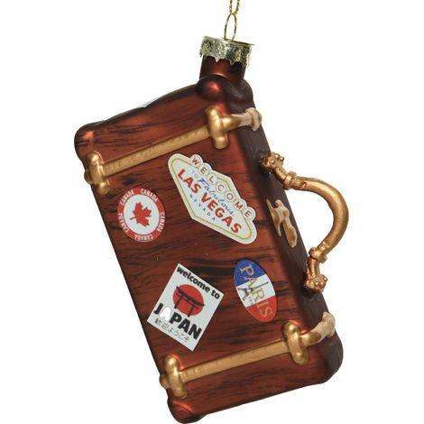 DECORAZIONE VALIGIA H.12 MARRONE DA APPENDERE ADDOBBI ALBERO NATALE