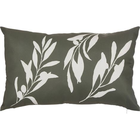Housse de coussin d'extérieur Tileo 50x30cm motif feuilles vert foncé - Atmosphera créateur d'intérieur (1/4)