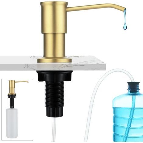 Dispensador de jabón integrado de 500 ml – Acero inoxidable y plástico PE – Boquilla giratoria de 360° – Válvula antirretorno (1/4)
