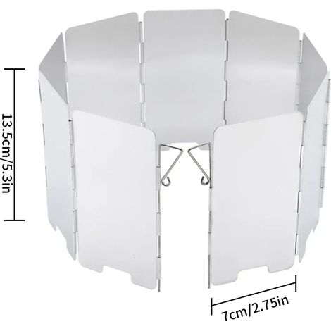 Pare-vent pliable en aluminium pour réchaud de camping à gaz, 10 plaques, avec brûleur intégré. Idéal pour les pique-niques et le camping. (1/5)