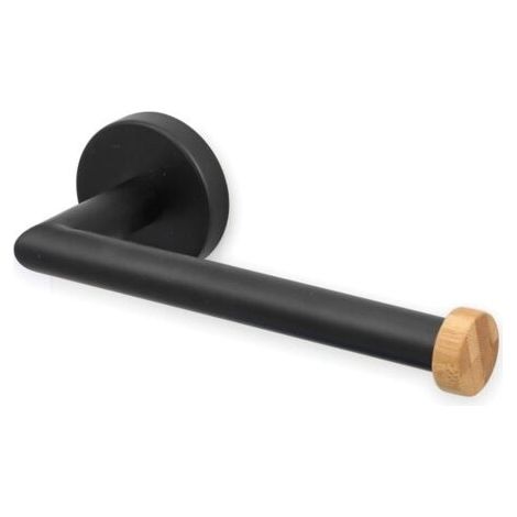 Porte rouleau papier wc Mural IANA Acier & Bambou Noir mat MSV (1/5)