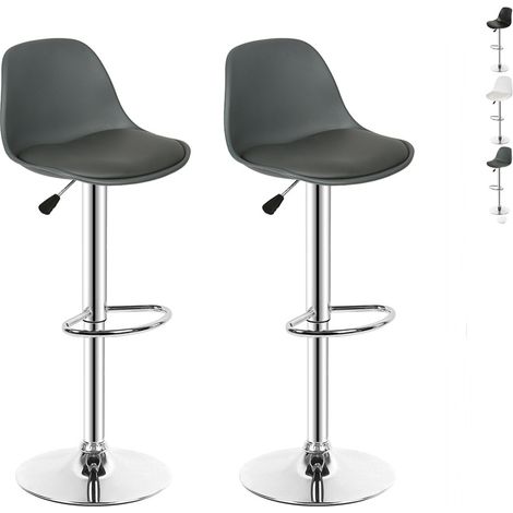 Ensemble de 2 Chaise PU de Rotation à 360 ∣ Tabouret de bar ∣ H 83-103cm ∣ Gris (1/5)