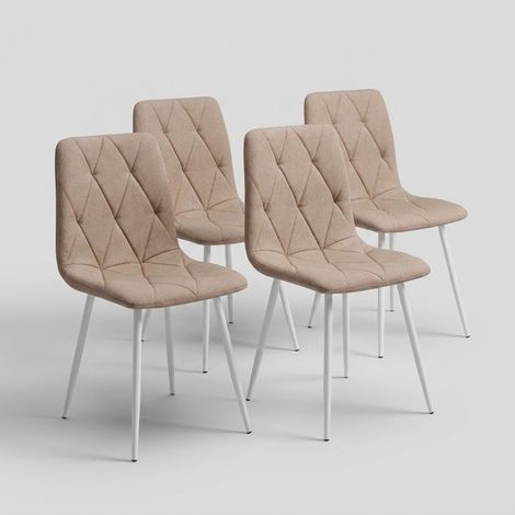 Set 4 sedie da interno imbottite stile elegante Marea - Beige
