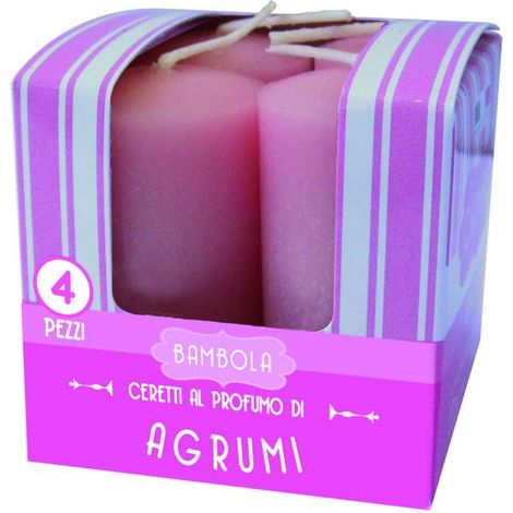 CERERIA DI GIORGIO Candele profumate Melrose Agrumi Rosa 4 Pz 3x5,5 cm