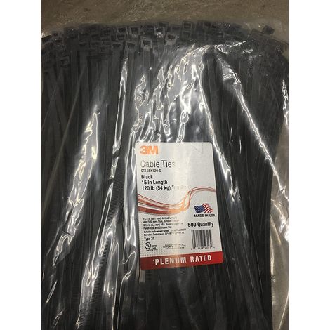Lot de 500 serre-câbles légers en nylon 6/6 Noir 38,1 x 0,8 x 0,2 cm (1/2)