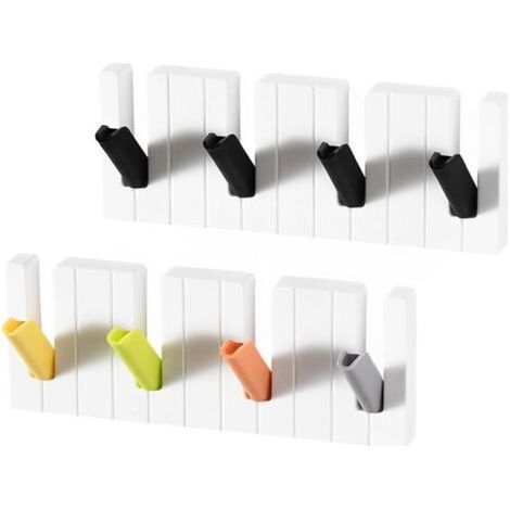 royaluxe-2er Set Selbstklebende Schlüsselhaken Wand, Schlüsselhaken Wandmontage, Ohne Bohren Wandhaken mit 4 Haken, Schlüsselhaken für Eingangsbereich, Küche, Büro, Bad, Wohnzimmer (1/4)