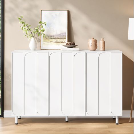 Scarpiera e credenza 2 in 1 a 3 ante con ripiani regolabili, 120x37x80 cm, bianca OKMYHOME (1/5)