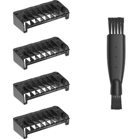 Sabot Tondeuse - 1 mm 2 mm 3 mm 5 mm - Pour Tondeuses À Barbe Modèles QP2515 QP2530 QP2630 QP2734 QP2830 QP6510 - Lot de 4 + Brosse de Nettoyage (1/5)