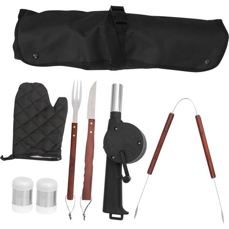 Kit d'ustensiles Churrasco en acier inoxydable avec tablier, gants et outils de grillade (1/5)