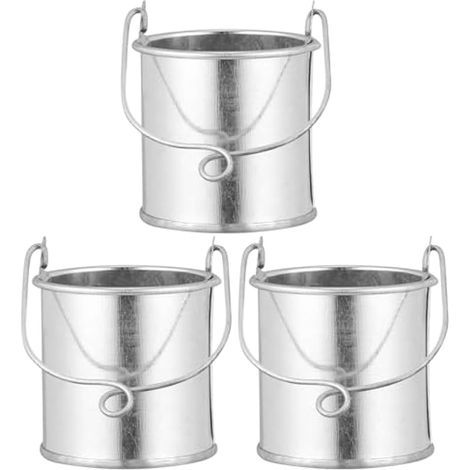 Lot de 3 Vases Vintage en Fer Forgé Anse, Pots Décoratifs Rétro pour Fleurs Séchées, Contenant de Fleurs pour Bureau, Salon et Jardin, Pots Multifonctions en Métal Patiné (1/5)