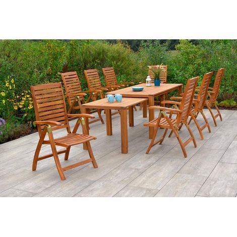 Paraiba Set 9tlg 8 Sessel Flex Tisch 185/370x90/73cm