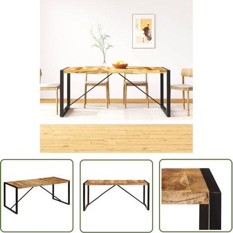 The Living Store Table à manger Bois de manguier brut 180 cm - Table À Manger Industrielle - Table À Manger Bois Massif - Table À Manger Design - Table À Manger Rustique - Table À Manger Moderne (1/5)