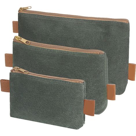 Juego de 3 bolsas para guardar herramientas, bolsas para electricistas gruesas y resistentes al desgaste, fabricadas en lona encerada húmeda, organizadores de herramientas de ferretería. (1/2)