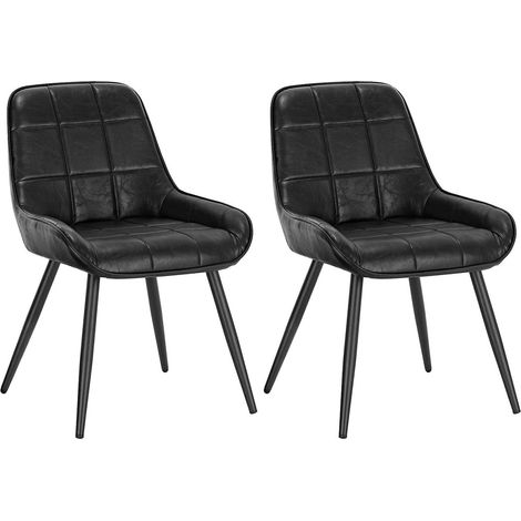 WOLTU Esszimmerstühle 2er Set, Polsterstuhl Kunstleder, Küchenstuhl gepolstert, Akzentstuhl für Wohnzimmer Schlafzimmer Küche, ergonomischer Stuhl mit Rückenlehne, Schwarz (1/5)