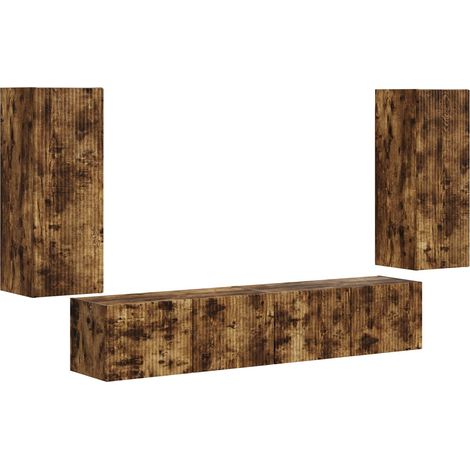 Maison Exclusive - Set di Mobiletto da TV a Parete 4 pcs Rovere fumé