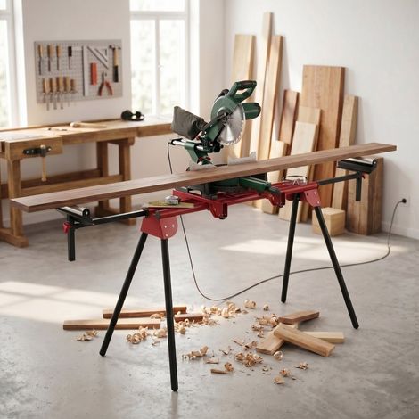 Soporte para sierra ingletadora universal, extensible 94-195 cm, 150 kg, HAVRYA (1/4)
