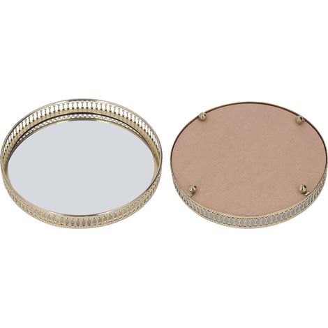 Plateau décoratif rond géométrique de grande taille en fer forgé de style américain, idéal pour ranger les produits de maquillage dans la salle de bain ou à la maison.