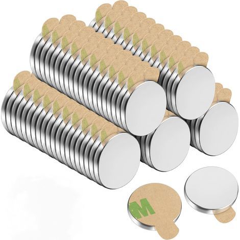 100 Stück Haftmagnete 8 x 1 mm, leistungsstarke Neodym-Magnete, Mini-runder, leistungsstarker selbstklebender Magnet, für Magnettafel, Whiteboard, Kühlschrank, Basteln, Fotos (1/5)