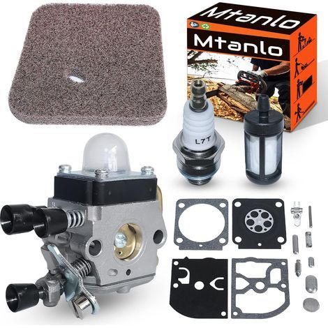 Carburateur pour Stihl HS45 FS55 FS38 HS45 Tondeuse avec pour ZAMARB-99 Kit de Réparation de Carburateur Filtre à Air L7T/BPMR7A Bougie d'Allumage MS180 Filtre à Carburant (1/5)