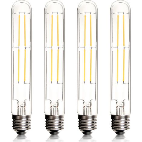 Ampoule E27 Dimmable LED 8W=80W Incandescence, Ampoule Tube E27 2700k Blanc Chaud 800lm AC220-240V, Ampoules LED Tubulaires T30 Décorative Style Vintage pour Lampes Murales, Lustres, Lot de 4 [Classe (1/5)