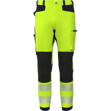 Pantaloni da lavoro ad alta visibilità BoSafety tension - Tecnologia elasticizzata in 4 direzioni e protezione in grafene, giallo di segnalazione 62 (1/5)