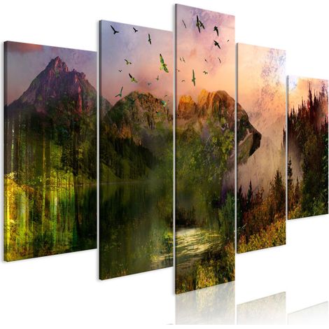 Tableau 5 Panneaux "Bear in the Mountain Wide" 50 x 100 cm (1/2)