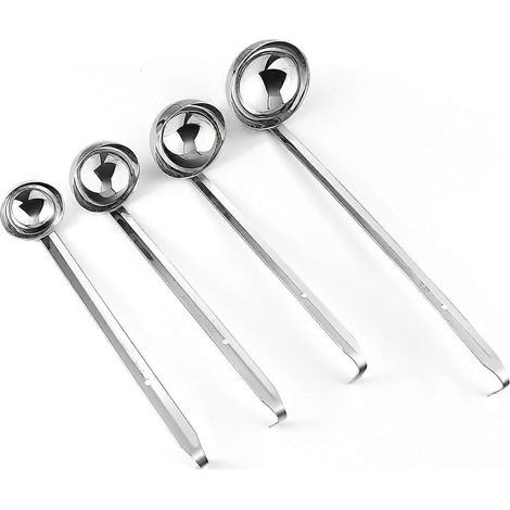 BESTONZON Lot de 4 cuillères à soupe suspendues en acier inoxydable, longues cuillères de service pour la cuisine et le bar. (1/3)