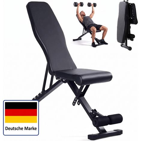 Relaxdays Hantelbank, bis 200 kg, klappbar, verstellbare Rückenlehne, 3 in 1 Workout, Home Gym Trainingsbank, schwarz (1/5)