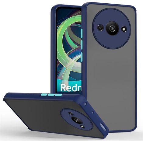 Custodia in silicone per Xiaomi Redmi A3, con protezione per la fotocamera, trasparente/blu