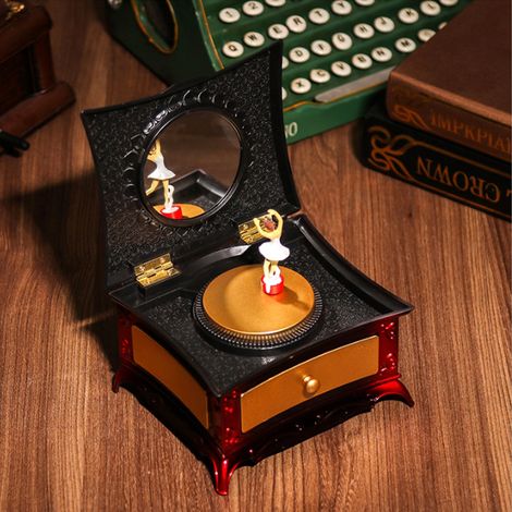 Boîte à musique « Fille dansante », boîte de rangement pour jouets et bijoux, cadeau, décoration pour la maison (rouge) (1/5)