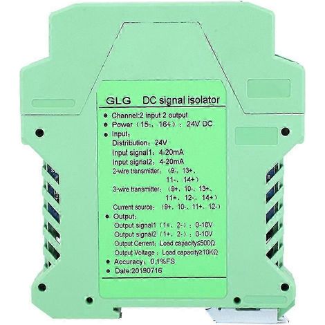 DC 4-20mA Signalisolator, 2 Eingangs-2 Ausgangs-Transmitter-Konditionierer, 0-10V Ausgang, industrielles Umwandlungsmodul. (1/3)
