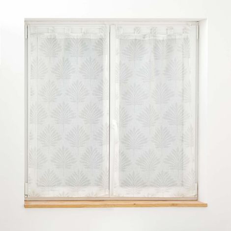 Paire Droite à Passants 2 x 60 x 120 cm Levita Blanc - Voile Tissé Appliqué - Livraison gratuite (1/3)