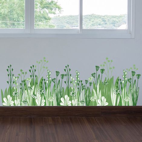 2 Stück Aufkleber Muraux Herbes vertes Autocollants Muraux Mural S (1/5)