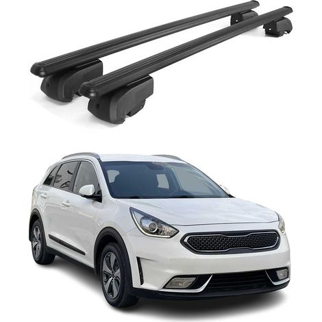 OMAC Aluminium Dachträger Querträger für Kia Niro I 2017-2022 – City Crash – ISO/PAS 11154:2006 – Abschließbar – Max. 75 kg – 2 Stangen Schwarz (1/5)