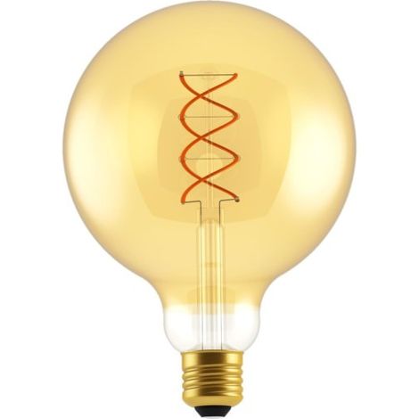 Ampoule LED Globe 125 mm – 4W – 250 lm – 1800 K – Verre Doré – Filament Spirale – Éclairage Décoratif Dimmable