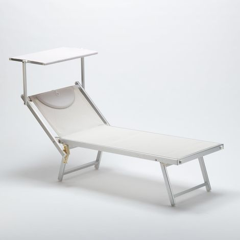 Lettino spiaggia mare prendisole professionale alluminio Italia - Bianco (1/5)