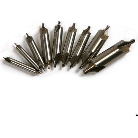 SET PUNTE da CENTRO 9 PZ FIANCHI DIRITTI 60° HSS -tornio fresa centrare