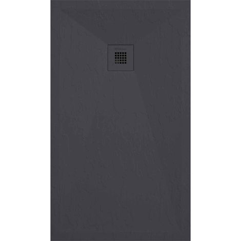 Receveur de douche anthracite finition ardoise Stone Plus, grille de couleur - 140 x 100 cm (1/4)