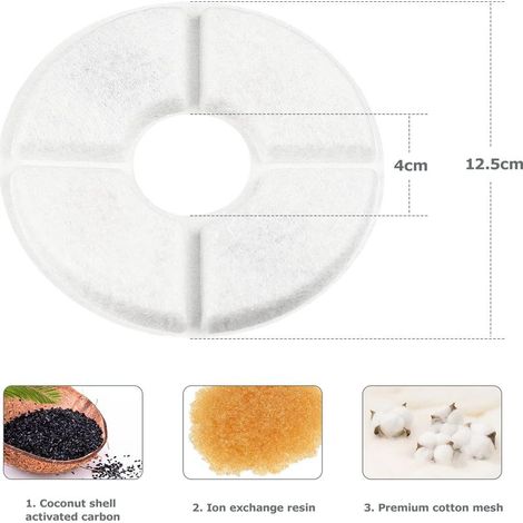 Filtres de Fontaine pour Chat [10 pièces] Filtre de Fontaine à Boire pour Chat Blanche (1/2)
