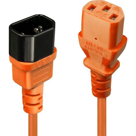 Cable de extensión Lindy C14 a C13 de 1 m, sin plomo, naranja, 30474 (1/2)