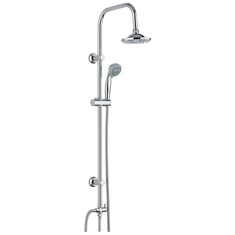 Edouard Rousseau – Colonne de douche hydromassante sans robinetterie – Tête orientable Ø 150 mm – 3 jets – Flexible inox 1,5 m – Chromé (1/6)