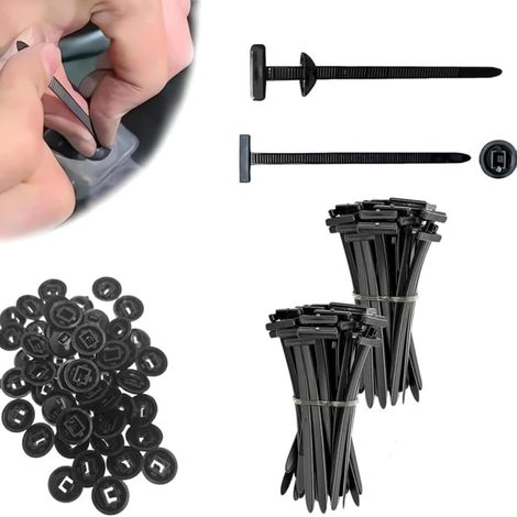 150 Stück universelle, selbstverriegelnde Kabelbinder aus Nylon, Schnellbefestigung, 9,5 cm Länge, Mehrzweck-Kabelbinder, ideal für Auto, Büro und Zuhause (Schwarz) (1/5)