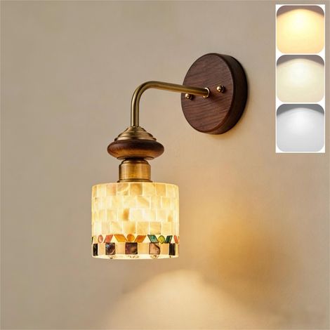 Applique murale rétro médiévale, éclairage LED décoratif, lumière tricolore, convient pour le salon, le couloir et la chambre. (1/5)