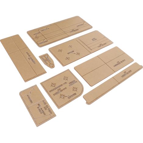 Gabarit de portefeuille en acrylique, outil de moulage du cuir fait main pour bricolage, avec distance de coupe précise (1/5)
